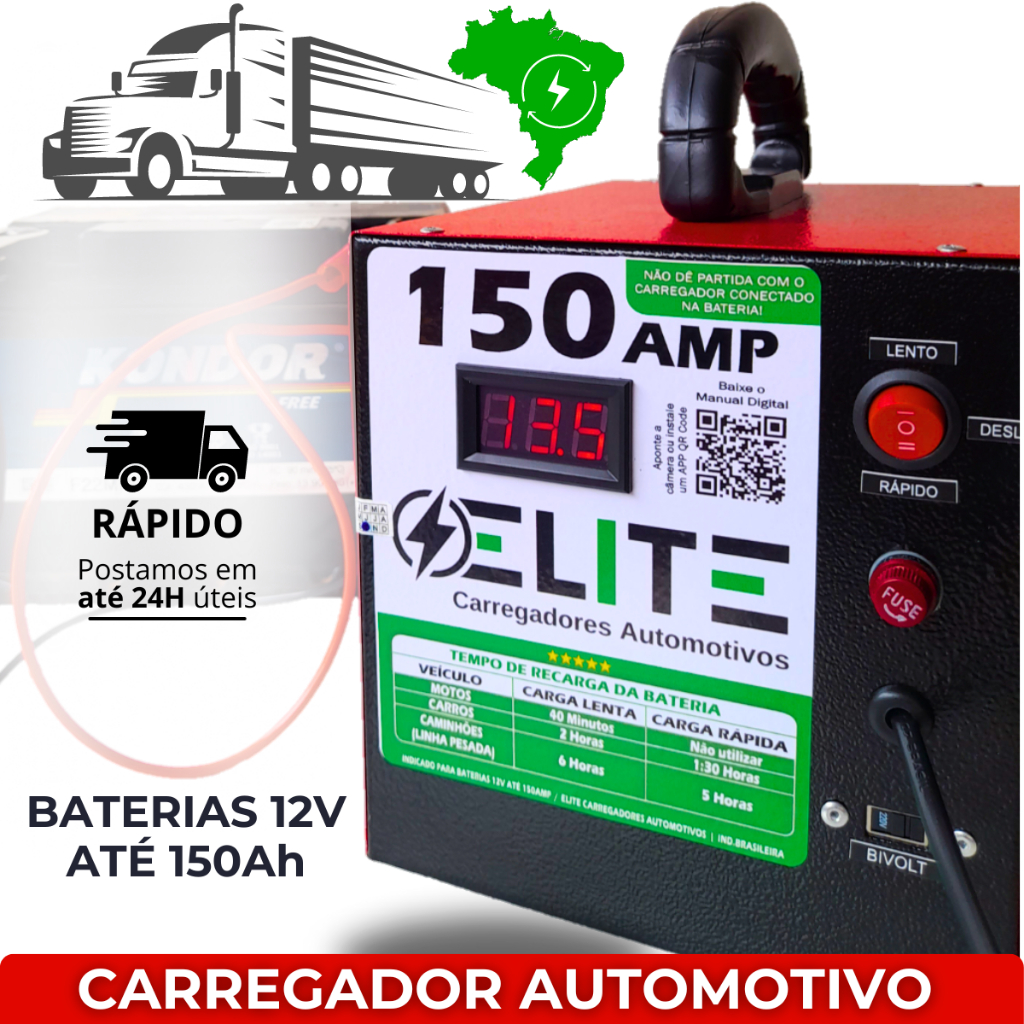 Carregador de bateria 12v Até 150amperes, Turbo Velocidade, Bivolt, Turbo Ventilação Display Digital em Oferta na Shopee