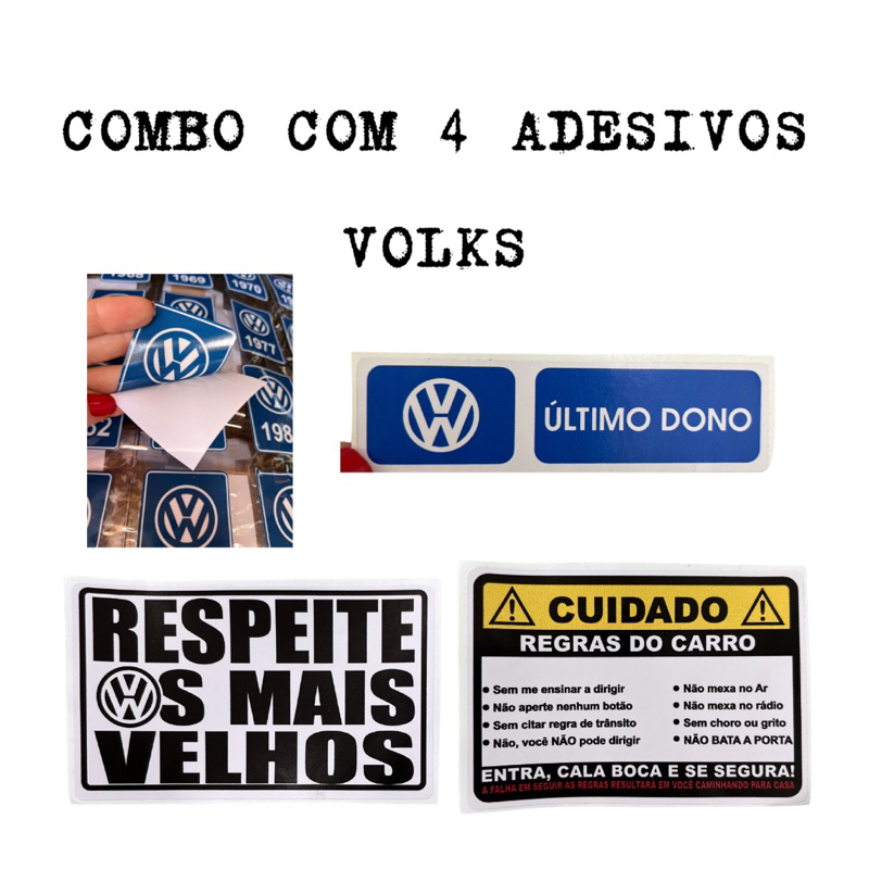 Adesivos Stiker para Carros Volkswagen Fusca Brasília Kombi- pacote com 4 unidades