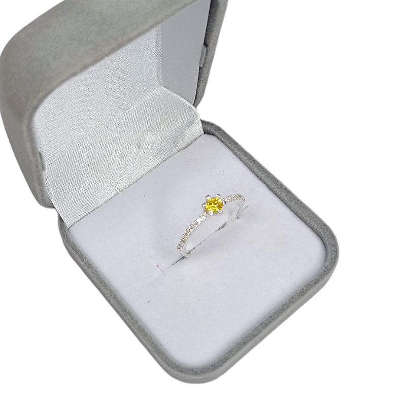 SOLITÁRIO PEDRA ZIRCÔNIA/ ANEL EM PRATA 925 - ANEL COM PEDRA AMARELA em Oferta na Shopee