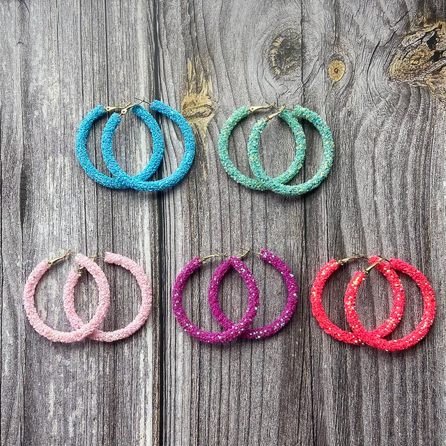 6 Pares Brinco de Argola formato coração retângula Glitter Brilhante em Oferta na Shopee