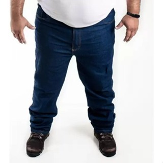 Calça Jeans Plus Size Masculina Trabalho Lycra Azul Escuro Preta 50 52 54 56 58 60 62 64 66 68 70