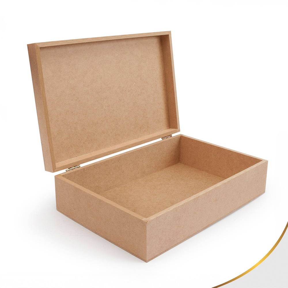 Caixa Retangular Lisa Com Dobradiça 30x20x7,5 - MDF Cru em Oferta na Shopee