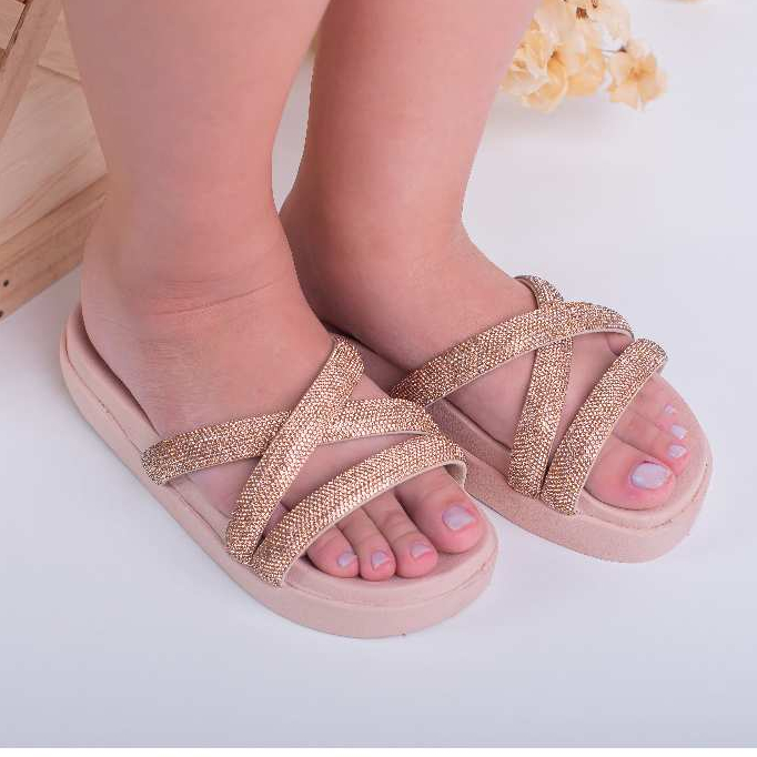 Papete Flatform Sandalia Feminina Birken Nude Sola Alta Strass Luxo Confortavél Leve Estilosa Perfeita