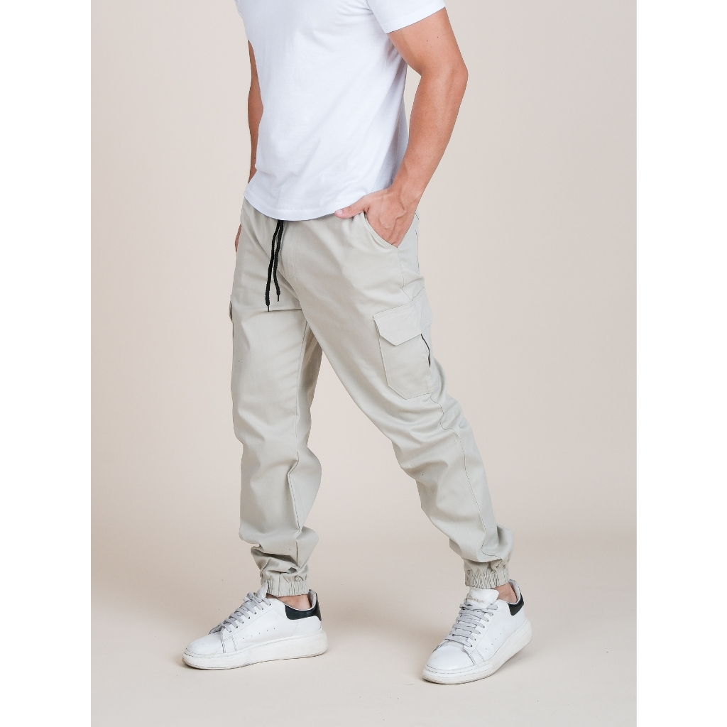 Calças Cargo masculinas COM Ponho com elásticos em Oferta na Shopee