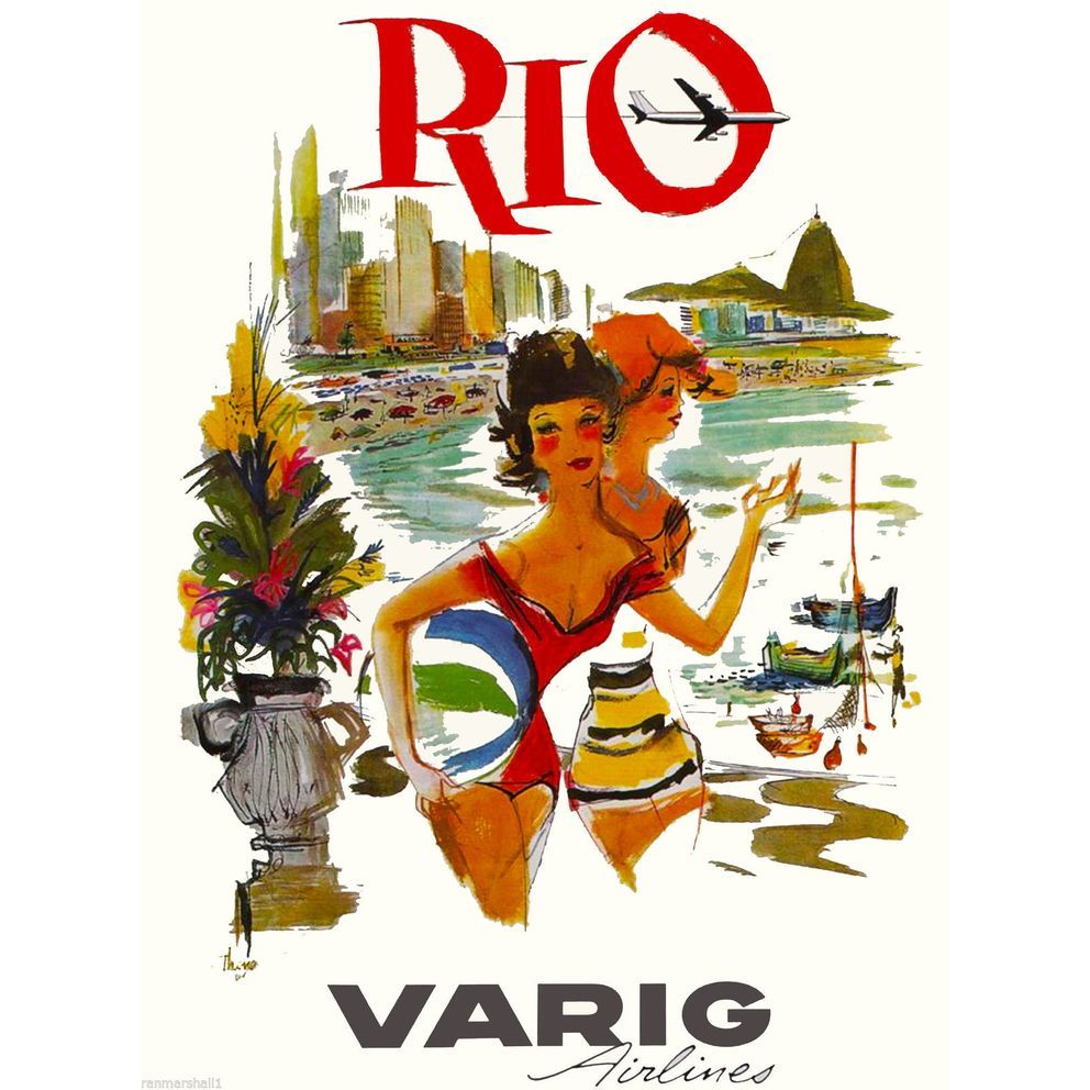 Poster Retrô -   Rio De Janeiro - Varig  - Art Decora   -  33 Cm X 48 Cm