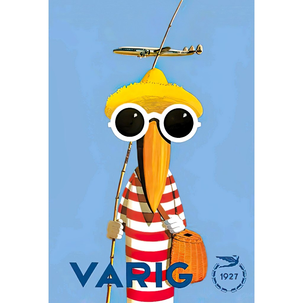 Poster Retrô - Varig - Tucano - Art Decora   -    33 Cm X 48 Cm