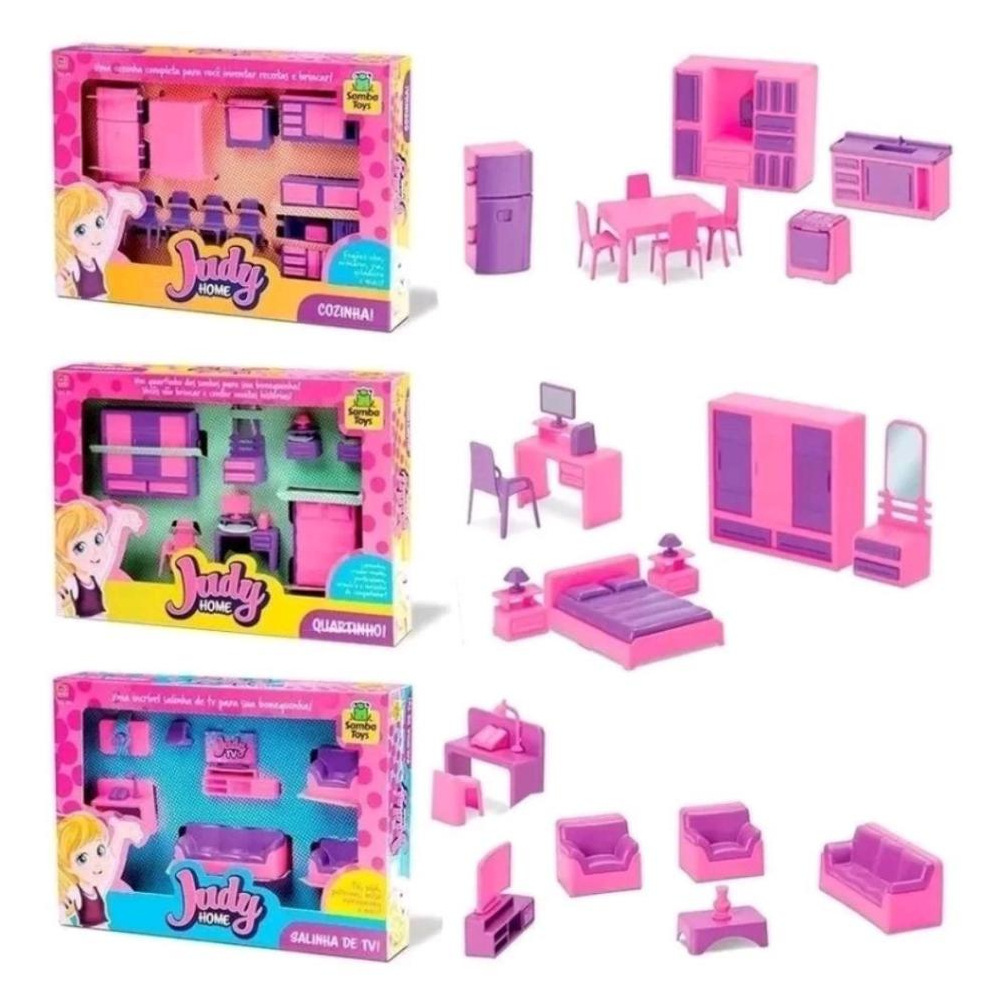 Kit Brinquedo Casinha Infantil Judy Home Com Sala - Cozinha - Quarto em Oferta na Shopee