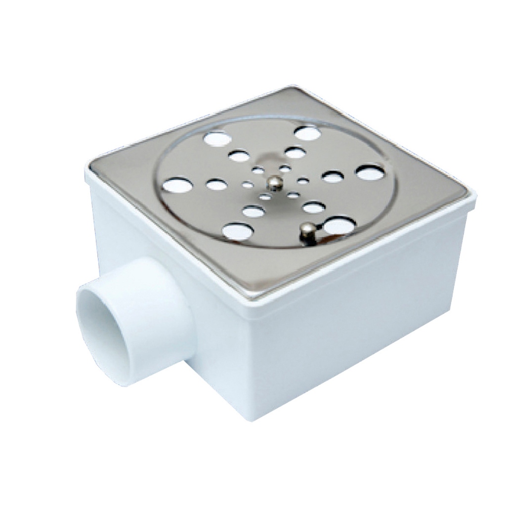 Ralo Quadrado Sifonado E Seco Com Grelha Em Inox Com Fecho