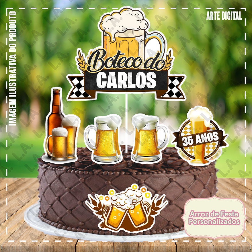 Topo de Bolo Topper de Bolo Personalizado Boteco Buteco Bar