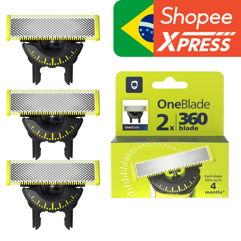 Lâmina Refil 360 Para Barbeador Philips OneBlade e OneBlade Pro - QP2510, QP2521, QP2522, QP2530, QP6510 e QP6520. em Oferta na Shopee