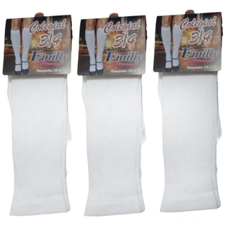 Kit 6 Pares Meia Escolar Colegial 3/4 Emilly Altura do Joelho para Menina 35 a 39 em Oferta na Shopee