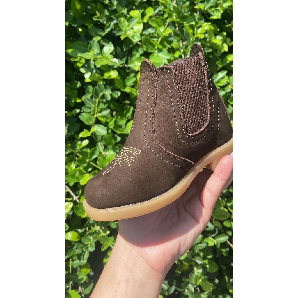 Bota Botina Country Menino Boiadeiro Infantil 100%Couro em Oferta na Shopee