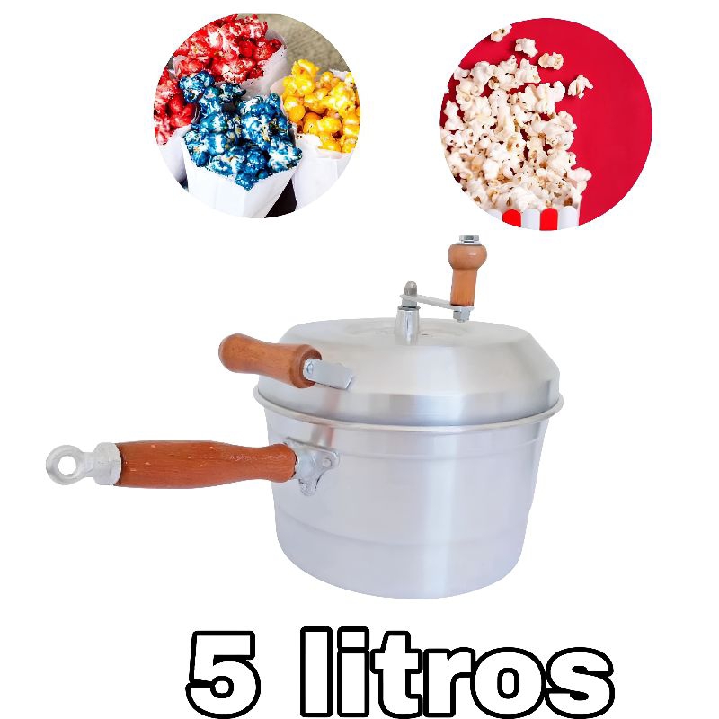 Panela pipoqueira alumínio 5 litros profissional pipoca sal/doce em Oferta na Shopee