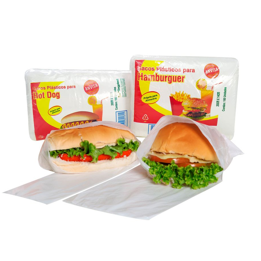 100 Sacos Para Lanches. Hot dog, Hamburguer, Mini Cachorro quente. Plastico Leitoso em Oferta na Shopee