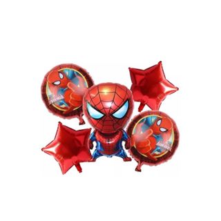 Kit 5 Balão Metalizado Homem Aranha - Estrela Vermelha em Oferta na Shopee