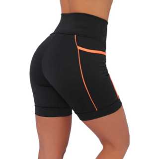 Bermuda Fitness Feminina Cós Alto de Corrida e Academia de Média Compressão com Bolsos Profundos em Oferta na Shopee