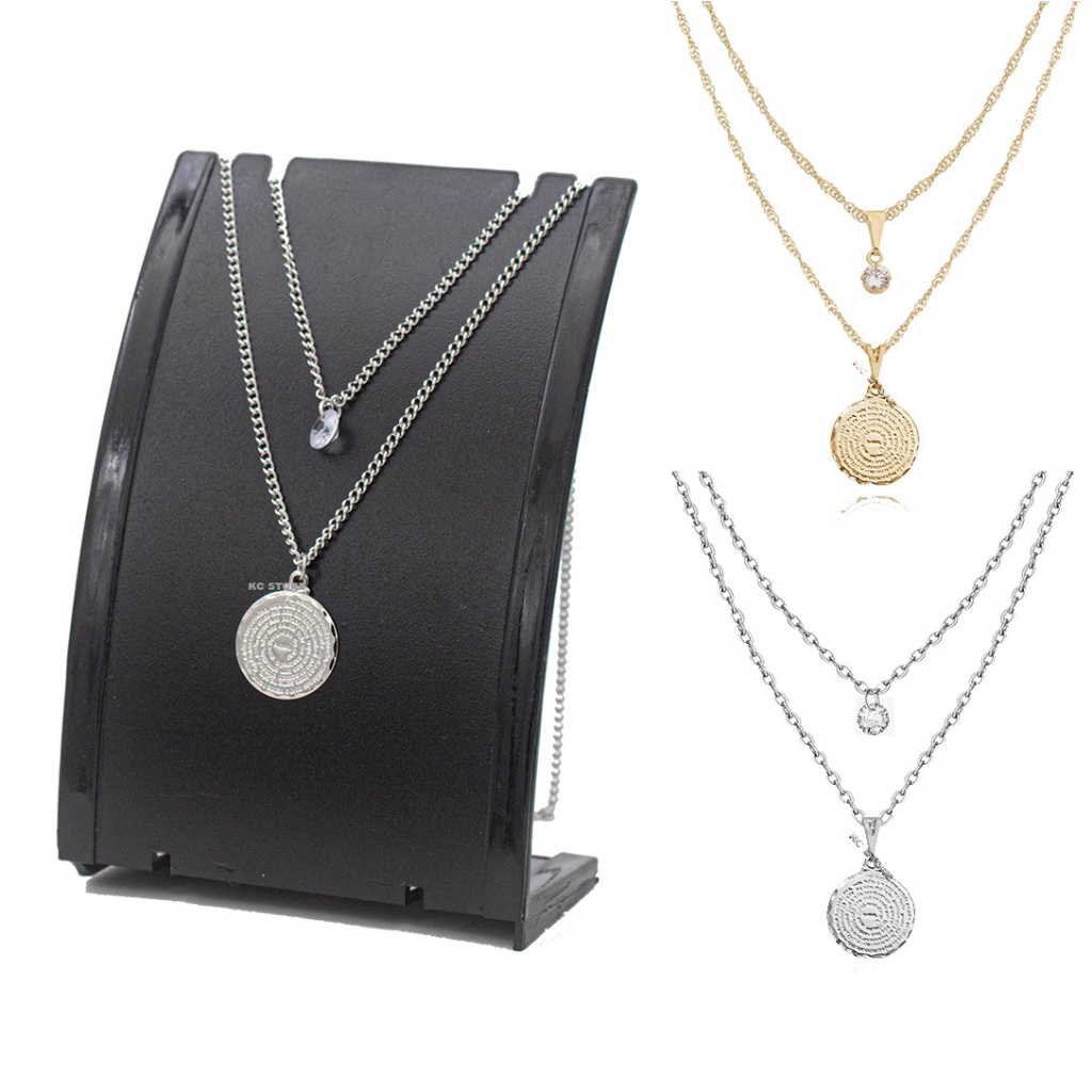 Colar Duplo Feminino pai nosso maior menor folheado dourado aço inox prata corrente ponto de luz em Oferta na Shopee