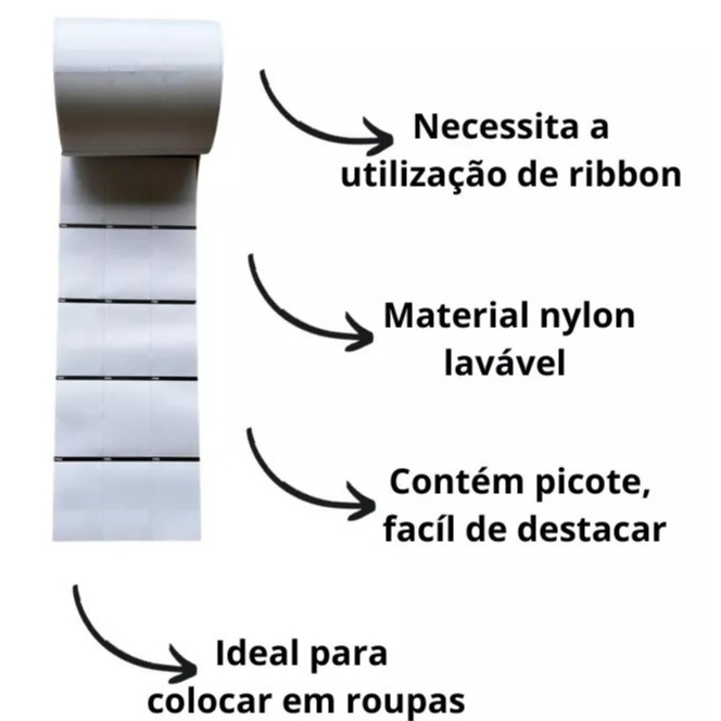 Etiquetas Nylon Resinado Para Composição Em Branco Rolo 50 Metros Vários Tamanhos em Oferta na Shopee