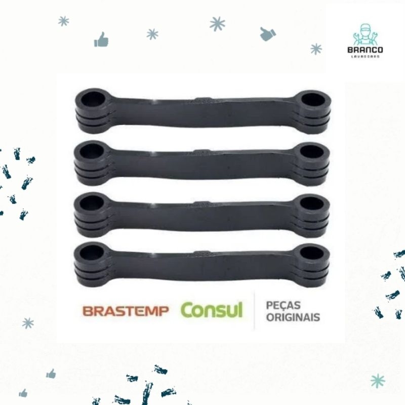 Imagem kit com 4 Tirantes Preto para Lavadoras de roupas Brastemp/Consul