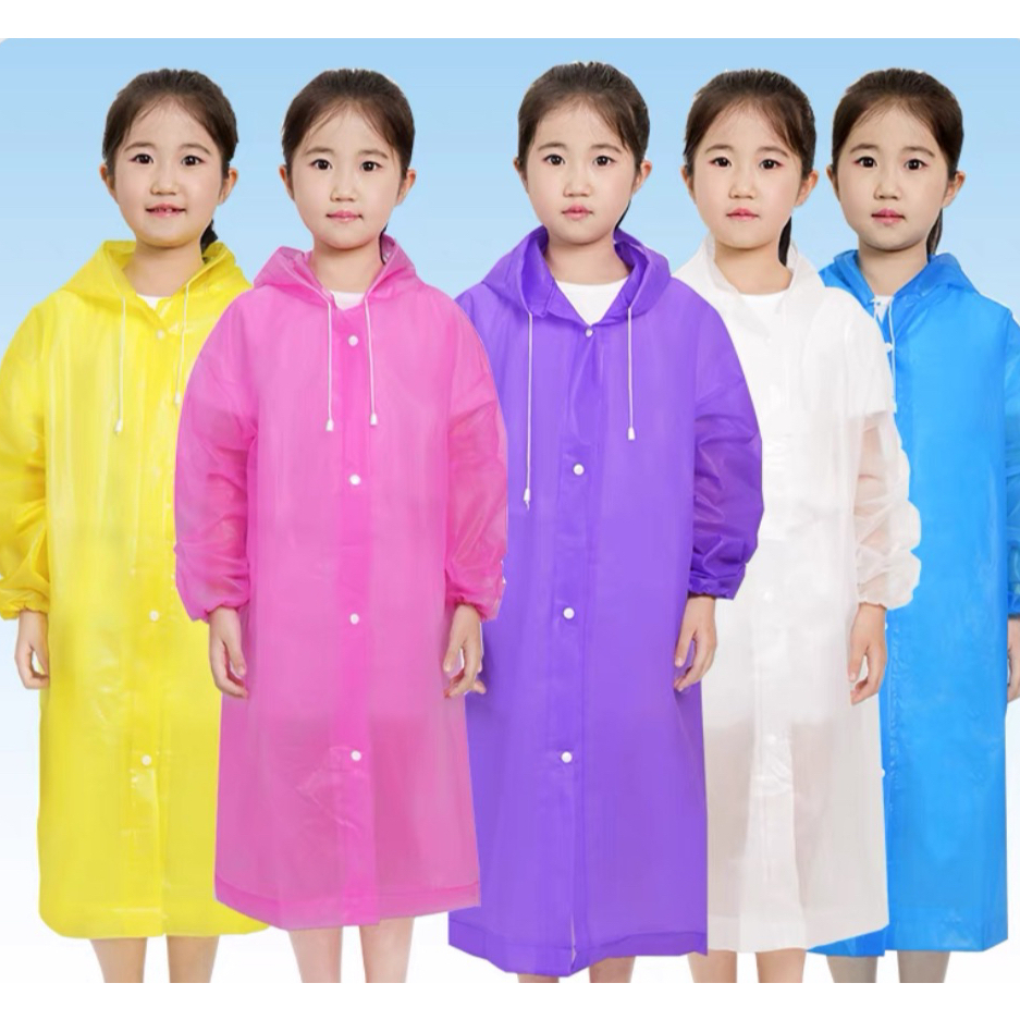 Capa de chuva INFANTIL Unissex Grossa e Longa em VInil Capuz Confortável Protetora em Oferta na Shopee