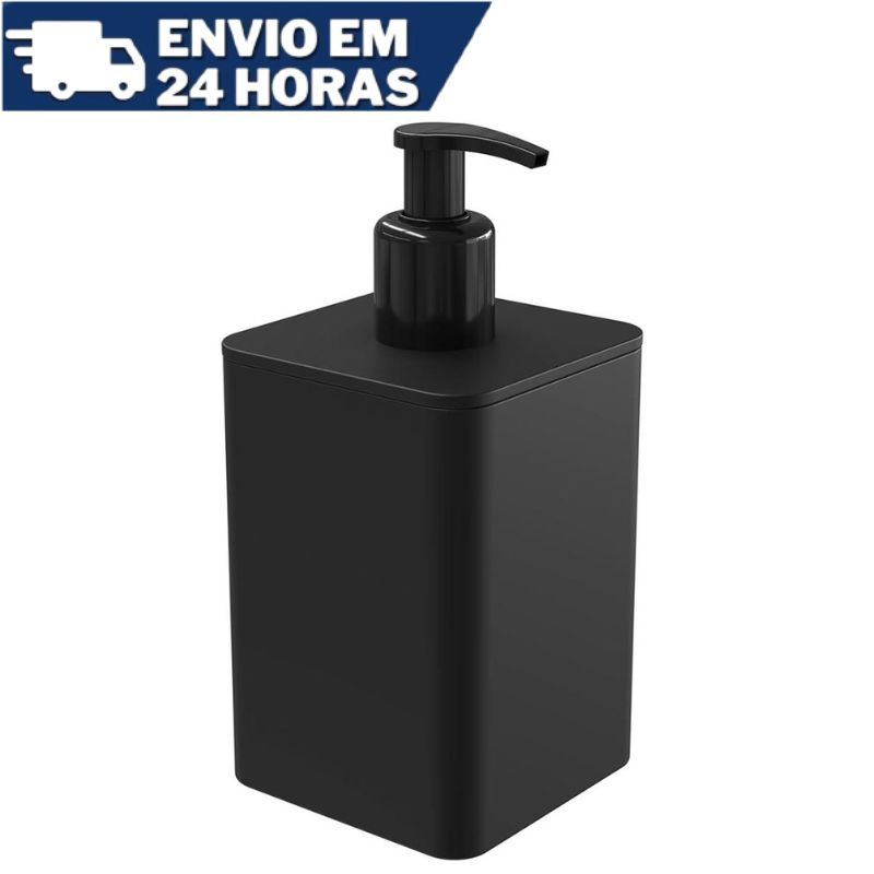 Porta Sabonete Líquido De Plástico Quadrado Smile 350ML Preto ou Branco Dispenser Detergente em Oferta na Shopee