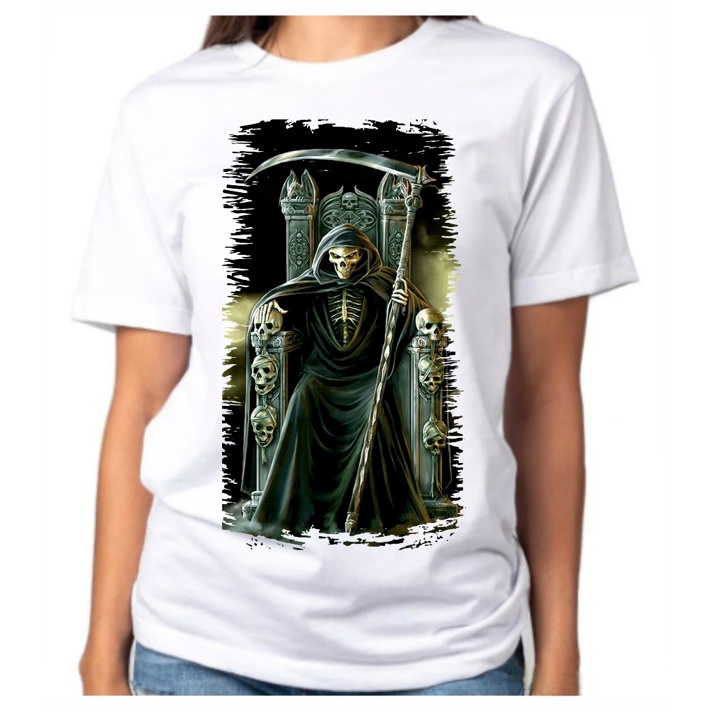 Camiseta Baby Look Raglan Feminina ou Camiseta Raglan Unissex Religião Exu Caveira Umbanda 103
