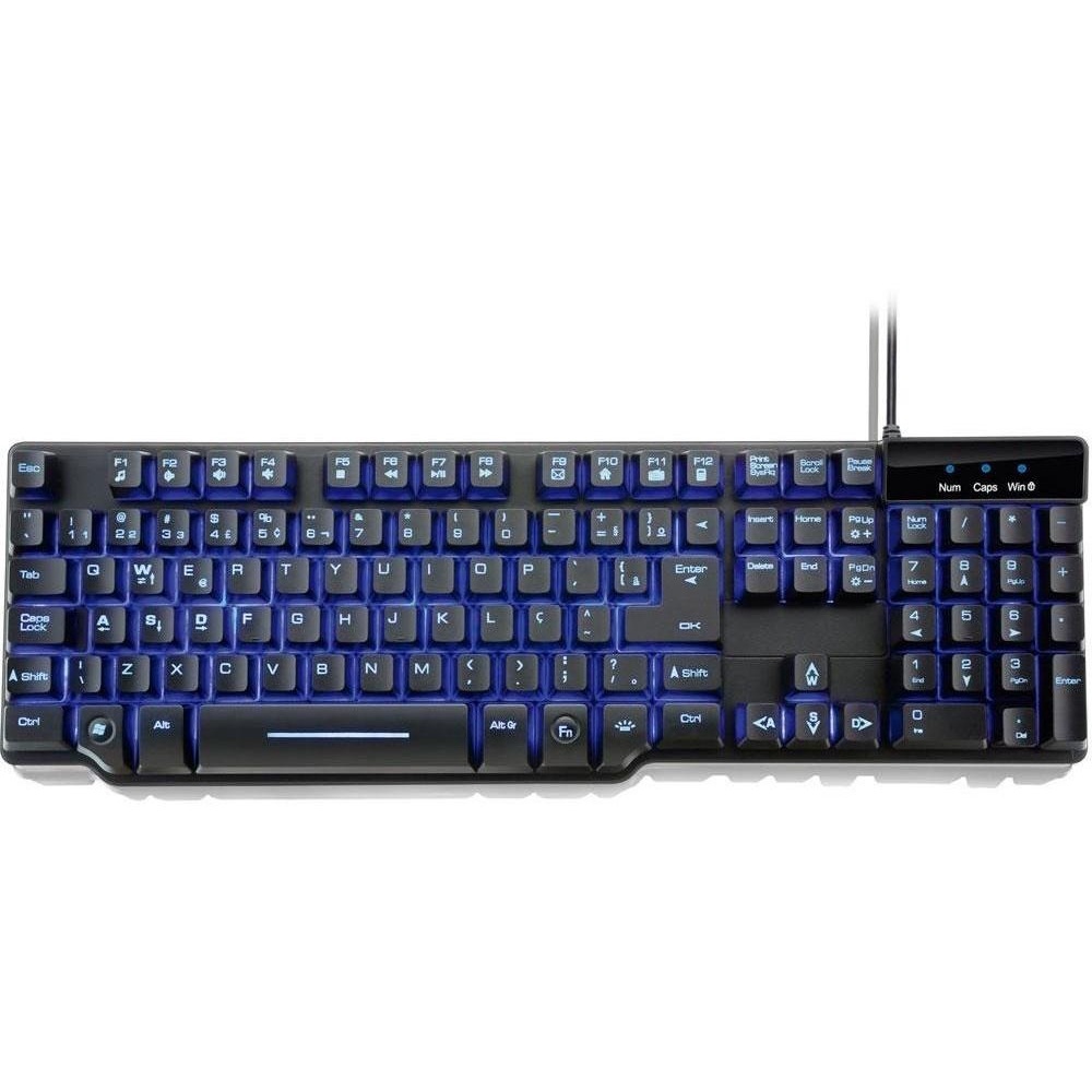 Teclado Semi Mecânico Gamer Multilaser Warrior 3 Cores de LED - ABNT2 Modelo TC196 Para Retirada de Peças ou Conserto