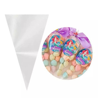 Saco Plástico Tipo Cone 14x23 Cm Transparente INCOLOR Off 50~250 Unidades// em Oferta na Shopee