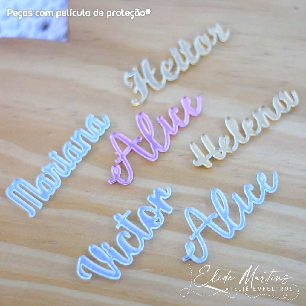 Recortes Nomes em acrílico espelhado- 1 unidade - ENCAMINHAR NOME E COR POR CHAT  - Tamanhos variados - Corte a laser em Oferta na Shopee