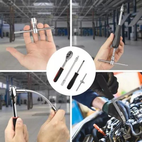 46 Peças Maleta Completa Linha Premium Kit Chaves Jogo Catraca Reversível Com Soquetes Preto