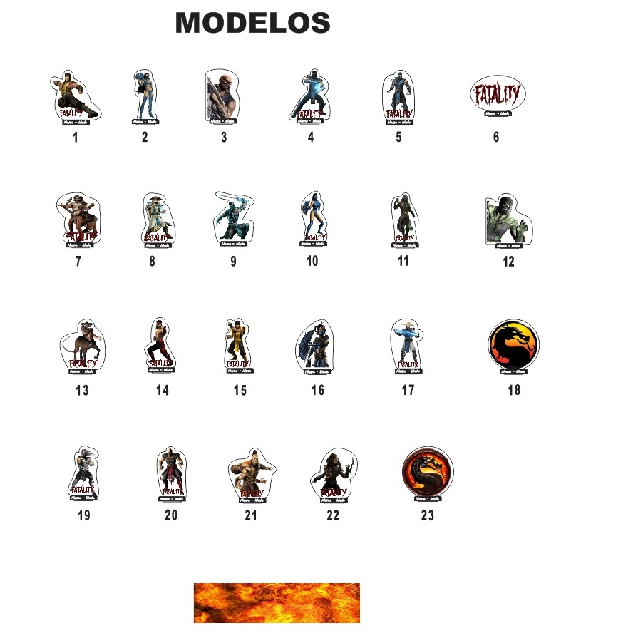 10 Unidades De Centro de Mesa Tema Mortal Kombat Jogo Mdf Adesivado e Laminado Para Decoraçao
