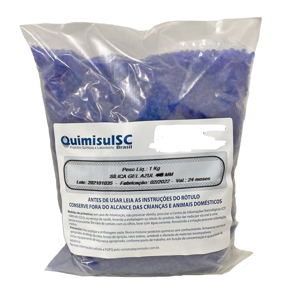 SÍLICA GEL AZUL 4 A 8 MM - PACOTE 1 KG