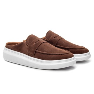 Loafer Masculino Mule Couro Camurça Casual Sola alta Atria Shoes