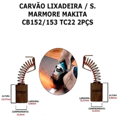 Jogo Kit 2 Escova Carvão Lixadeira / Serra Mármore Makita Cb152 Tc 22