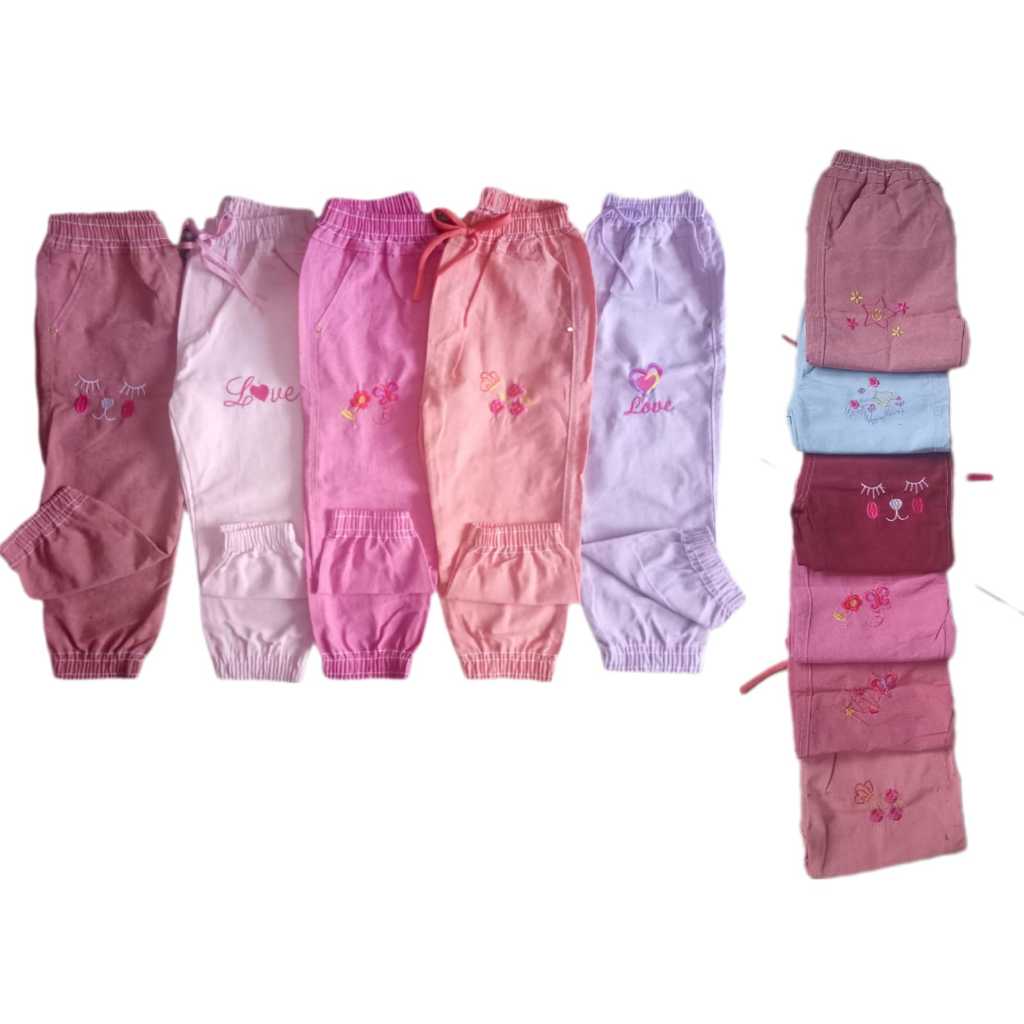 Kit 5 Calça Jogger Feminina bordada Fio Tinto Roupa Infantil