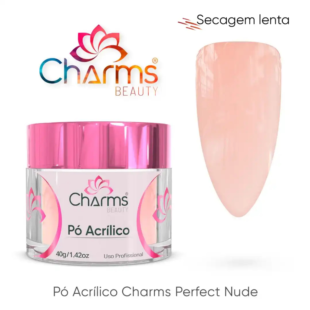 Pó Acrílico Charms Beauty – Perfect Nude – 40g - Secagem Lenta