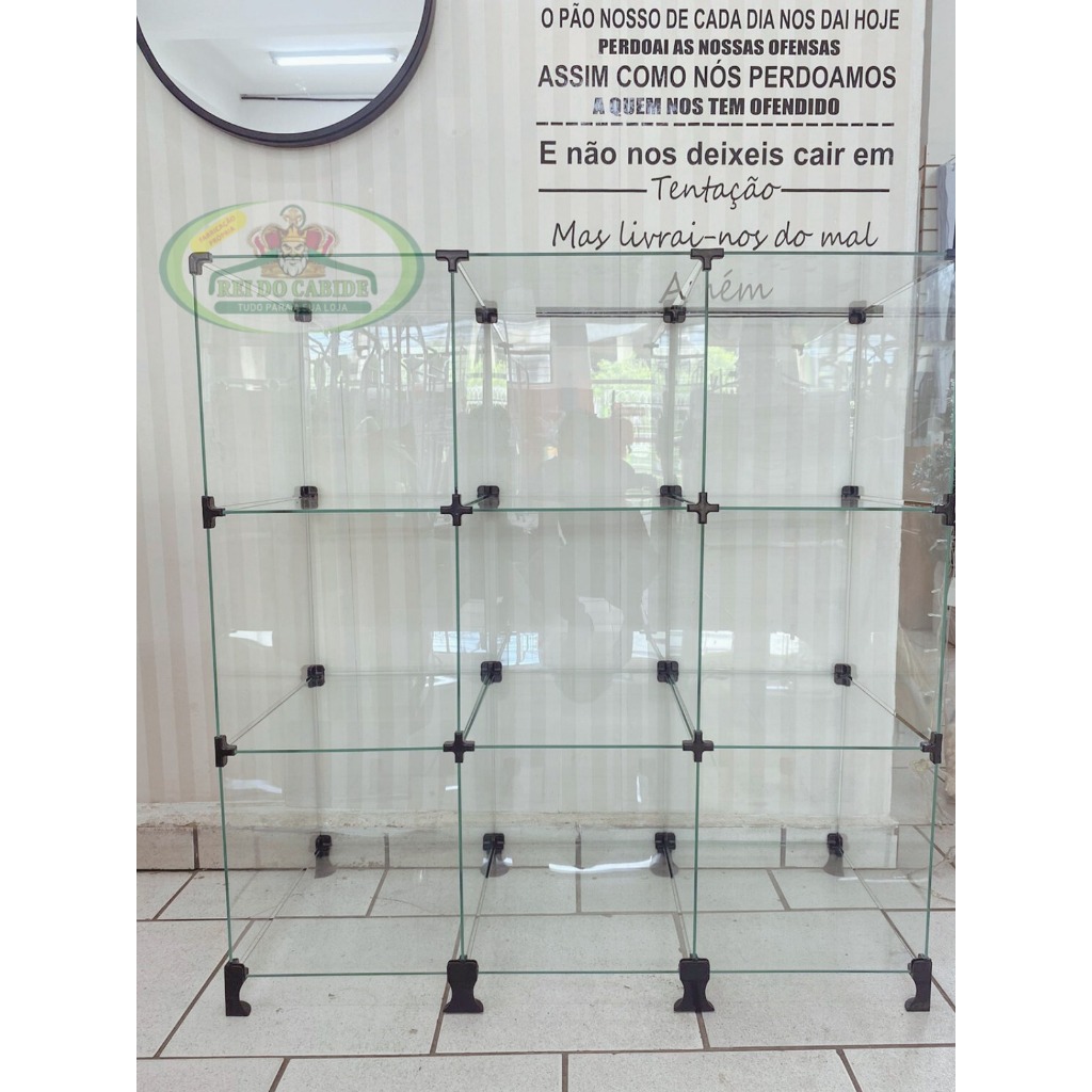 Balcão De Atendimento Em Vidro Modulado 9 nichos 30x30 em Oferta na Shopee