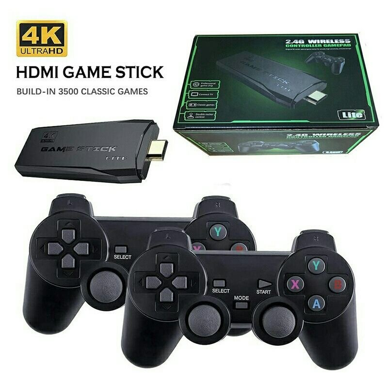 Videogame Stick 10mil+ 2 Controles Sem Fio Console 4K Original Portatil Jogos Retro Antigo