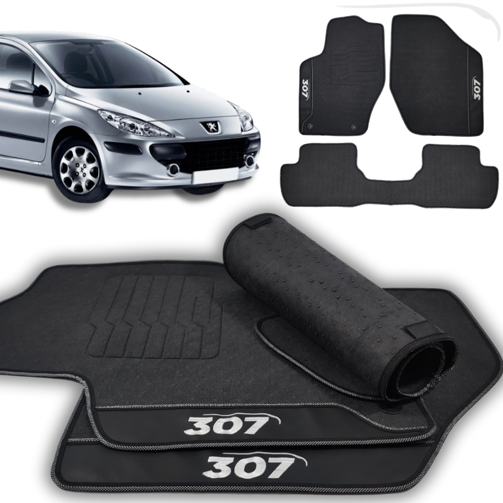 Tapete de Carro para o 307 2002 2003 2004 2005 2006 2007 2008 2009 2010 2011 2012 - 3 peças