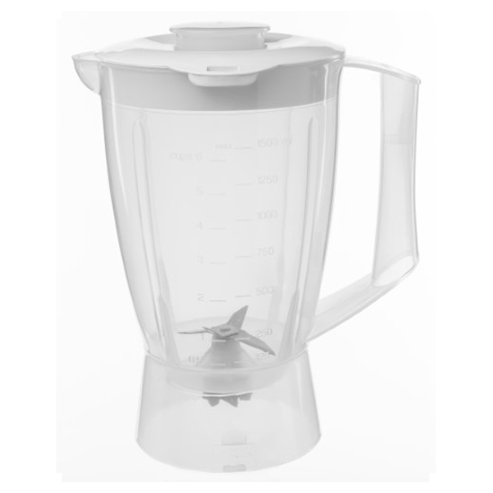 Copo para Liquidificador Arno Optimix Plus LN37 / Faciclic Top LN38 / Easy mix / Power Mix 550W LQ10-LQ11- LQ12-LQ20-LQ32 Tampa Branca Translúcido