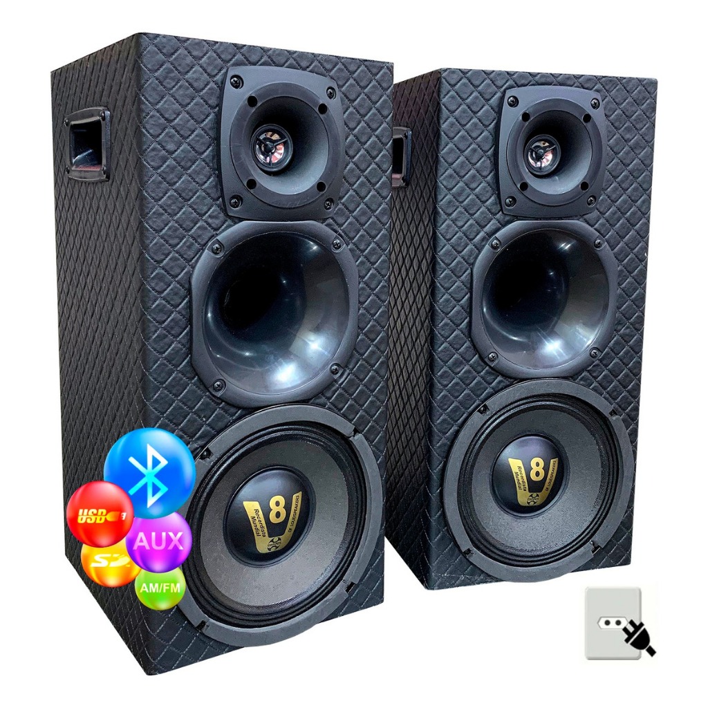 Caixa De Som Bob Residencial Amplificada Ativa 2 Estereo Home Casa Rancho Area Lazer Bluetooth Usb 400wrms Potencia