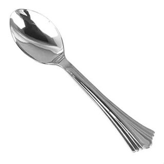 Colher Sobremesa Metalizada Clássica Prata Silver Plastic PCT/10un em Oferta na Shopee