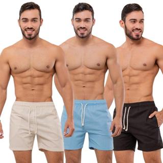 Short Linho Masculino mauricinho Casual algodão premium modelo curto bermuda sarja