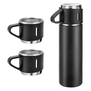 Garrafa com 2 Xícara Térmica Inox 500ML Água Café Chá Caneca Frio Quente
