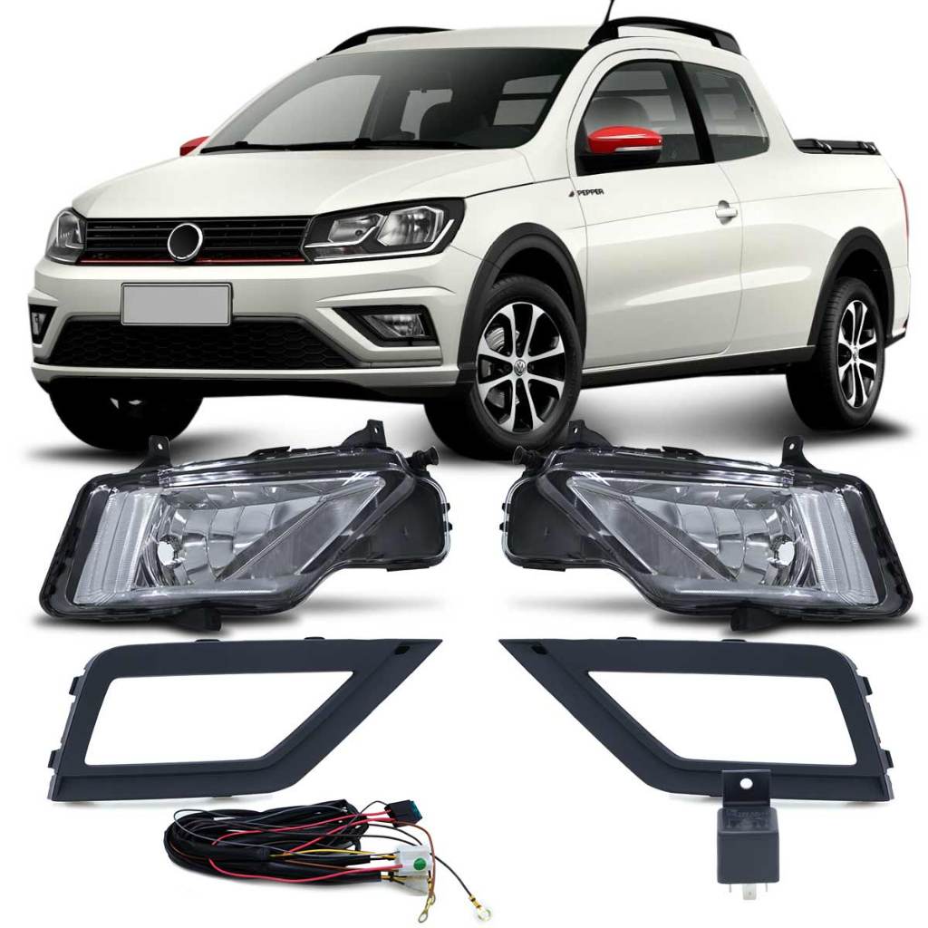 Kit Farol Milha Auxiliar Saveiro G7 2016 2017 2018 Gol Track G7 2017 2018 Botão Universal