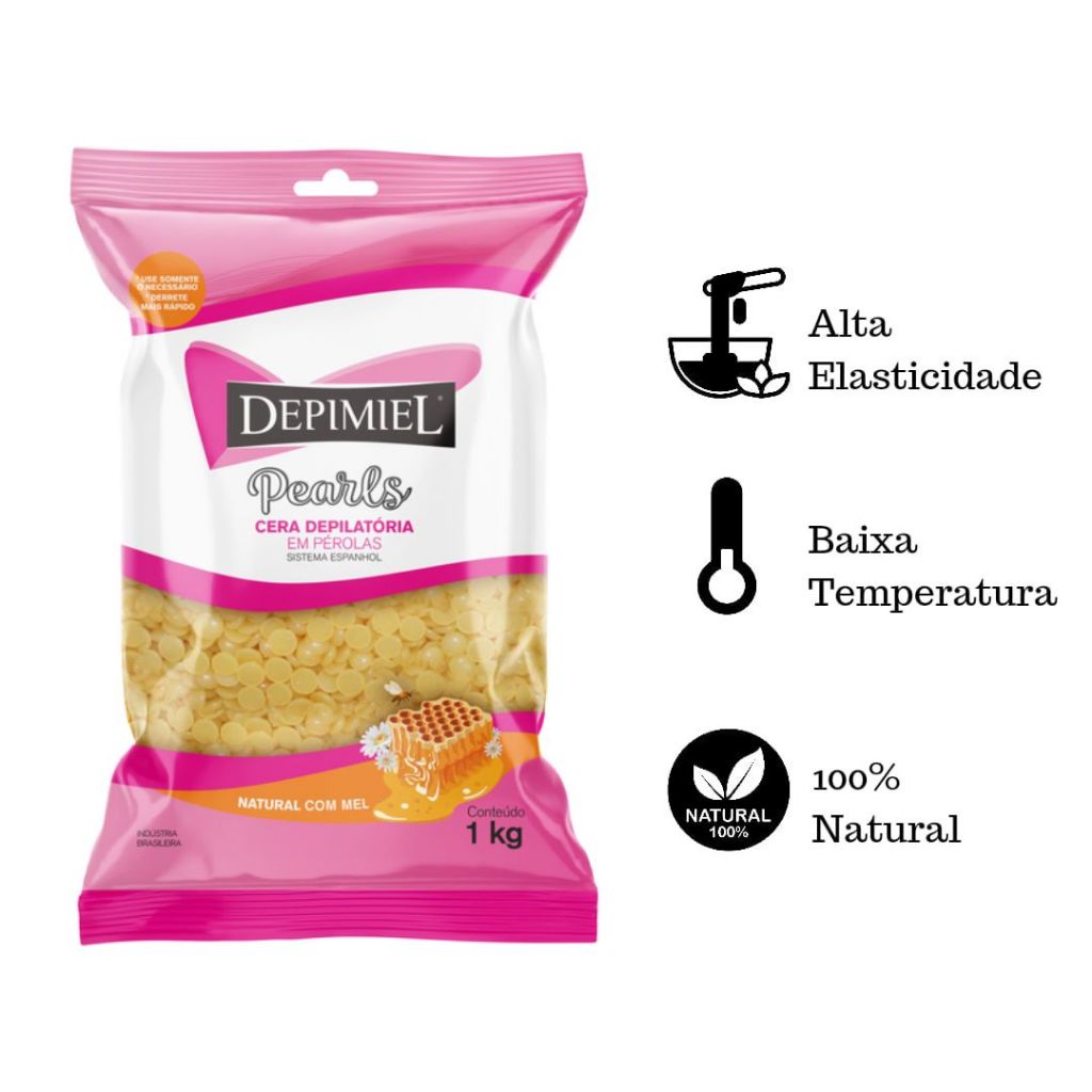 Cera Depilatória em Pérolas Natural com Mel 1kg - Depimiel — imagem 2 de 2