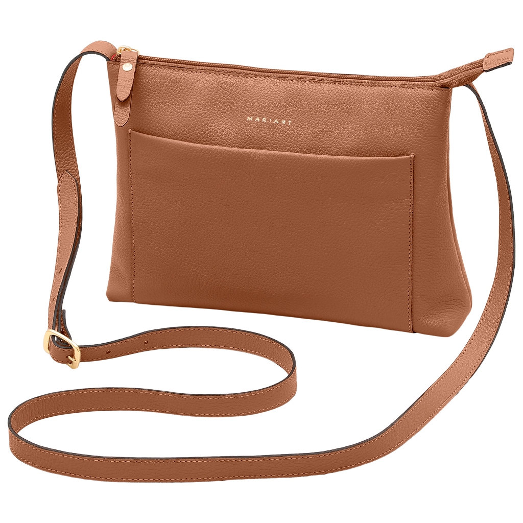 Bolsa Feminina Transversal de Couro Bovino Legítimo Mariart Orquídea