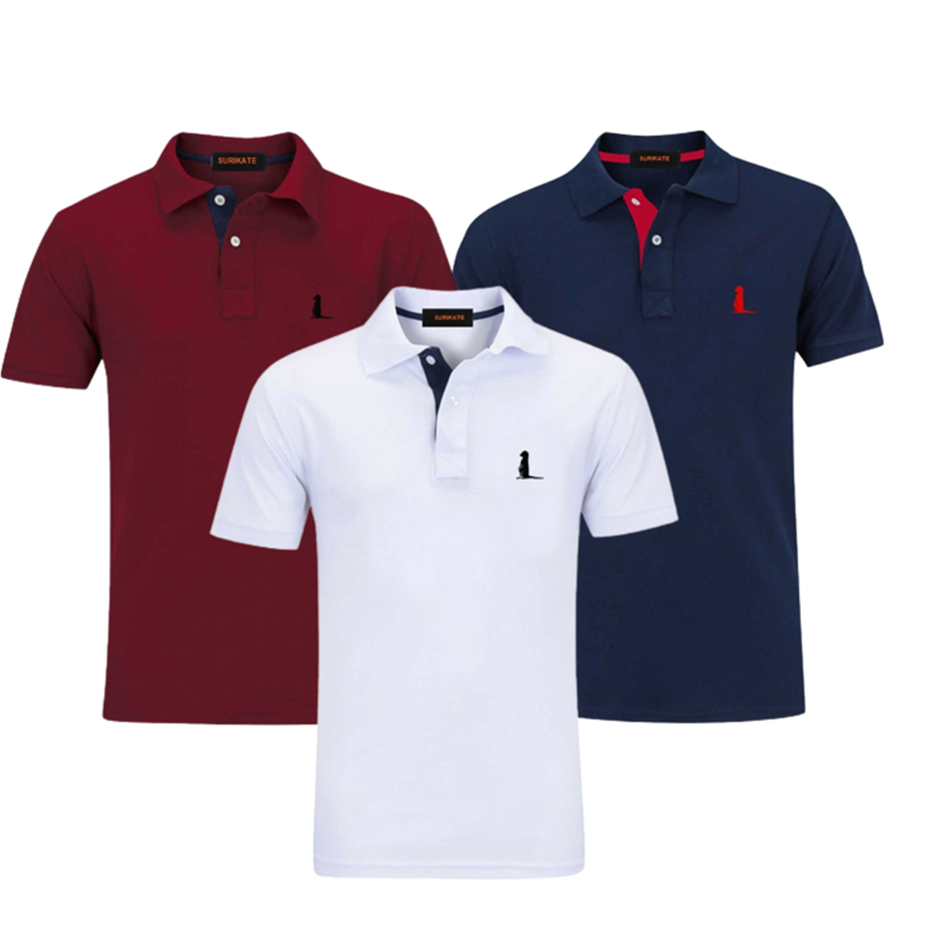 Kit 3 Camisas Gola Polo Masculina Camisetas Blusa Social Lindas Top Revenda Luxo