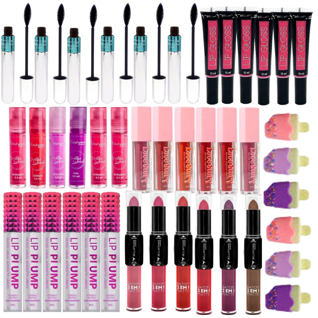 Kit De Maquiagem Bella Femme Rímel Gloss Batom Boca Revenda