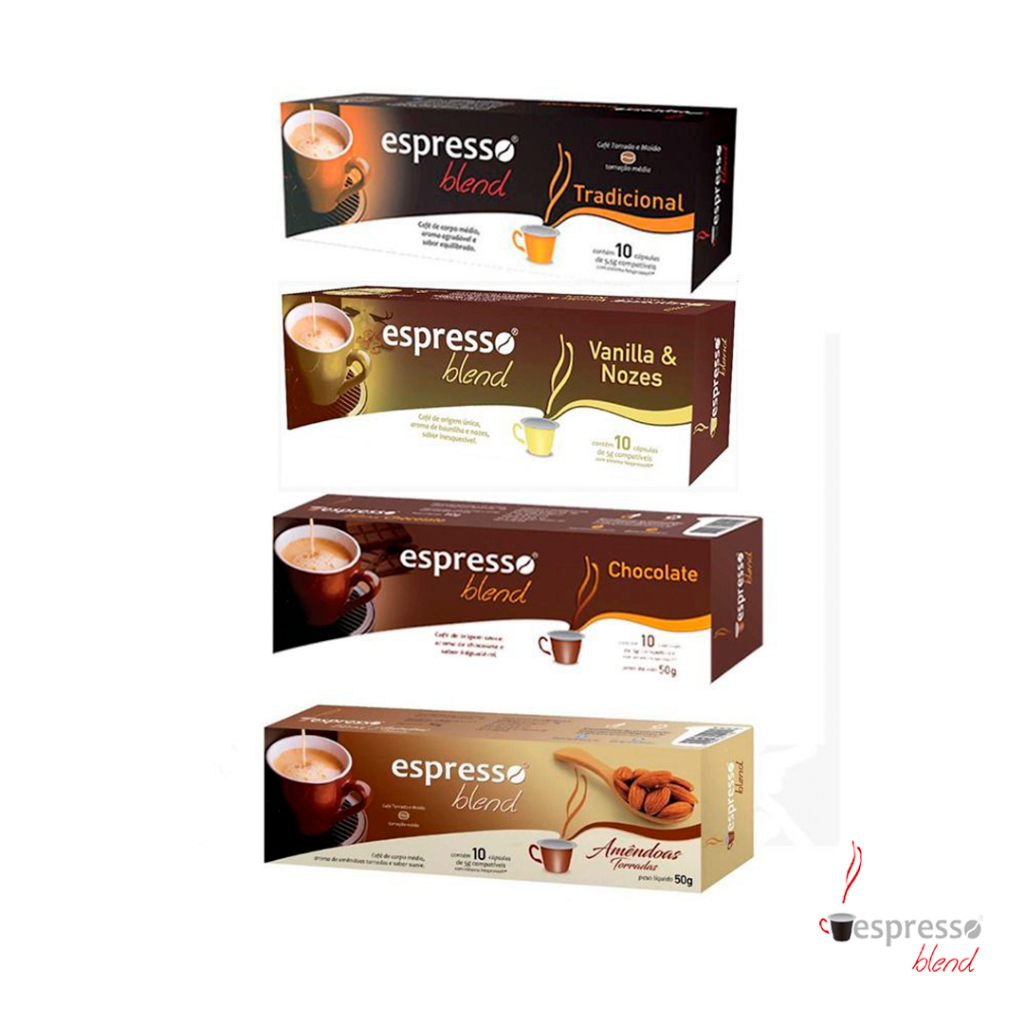 KIT EXCLUSIVO 40 Cápsulas de Café Expresso Compatível com Máquinas Nespresso 4 Sabores
